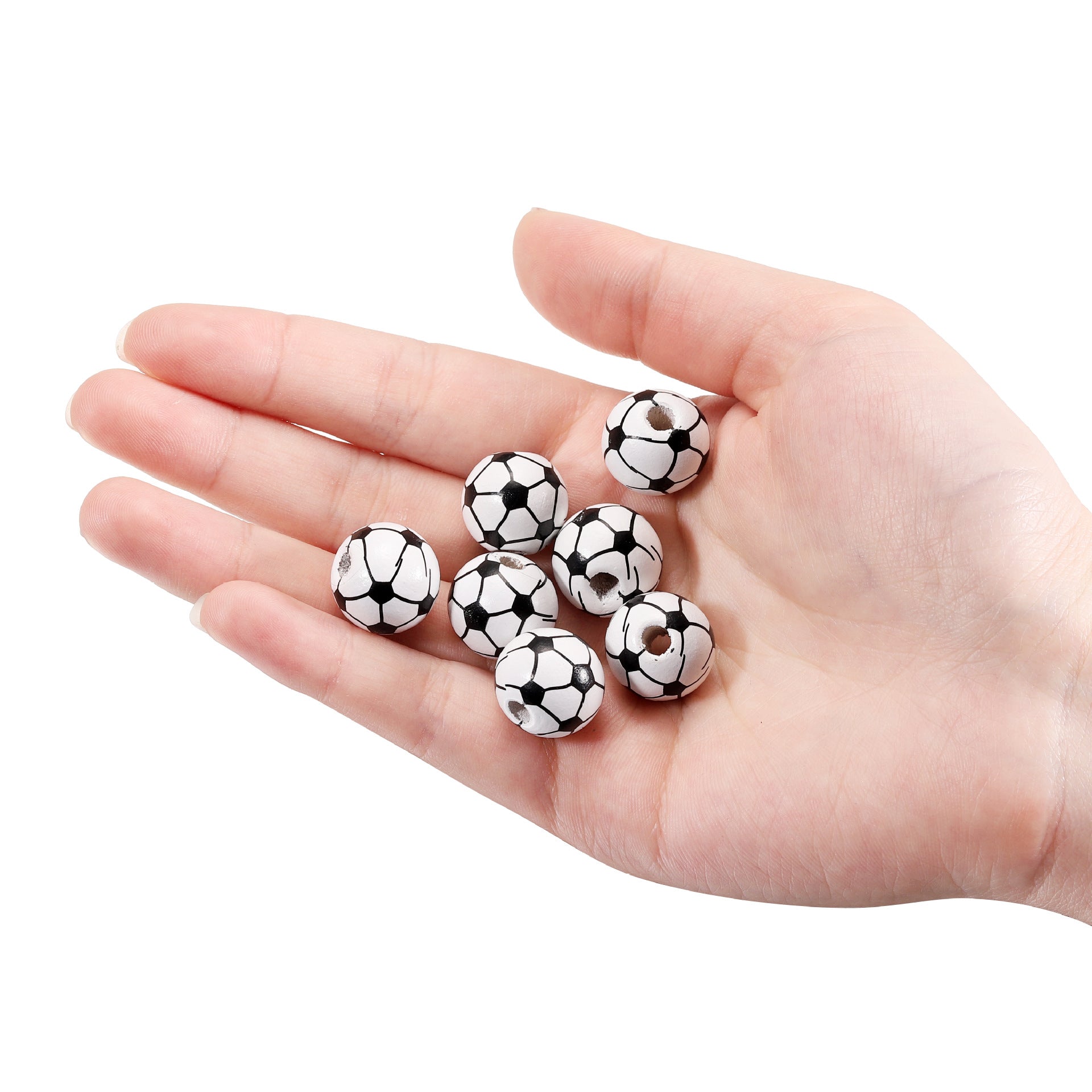 Wholesale 10pcs/pack Color Solid Wood Basketball Soccer Ball Beads